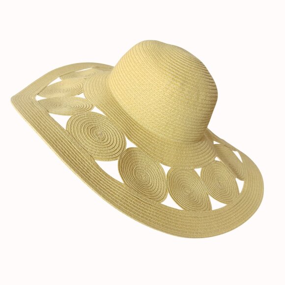 Oversized Wide Brim Sun Hat Straw Circle Resort Fashion Cruise Chic Kate Landry - Picture 5 of 15